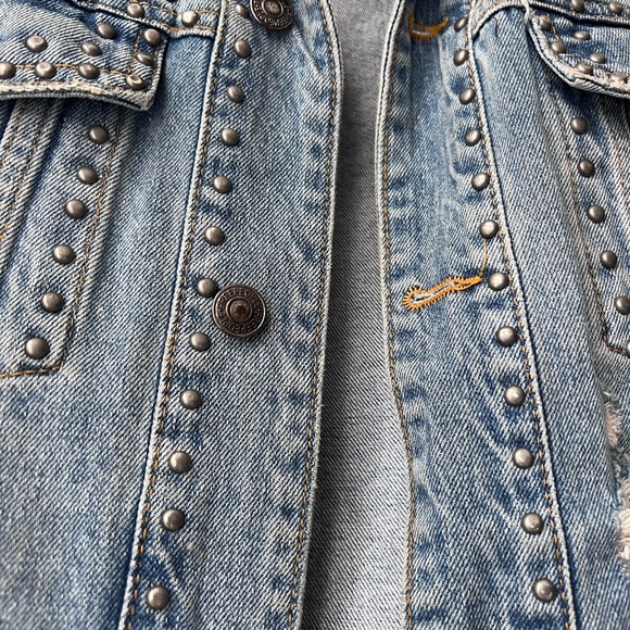 Free People Blue Jean Jacket with Studded Details - Picture 10 of 10